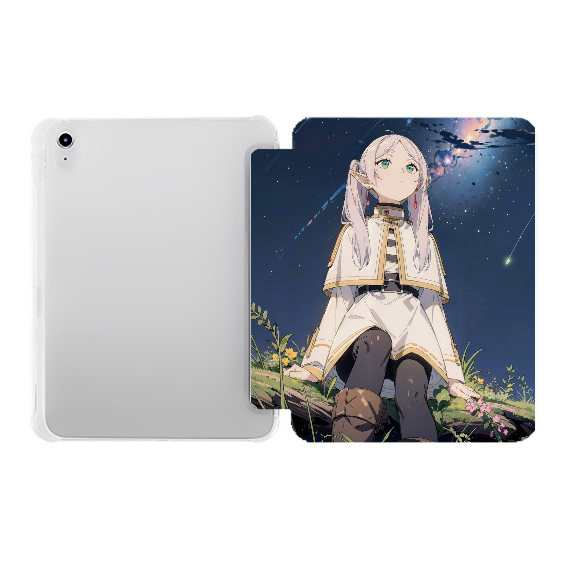 （画像用） 葬送のフリーレン Frieren IPad ケース ペン収納付き 三つ折りスタンド PUレザー×シリコン 対応機種9.5/10.5/10.9インチ